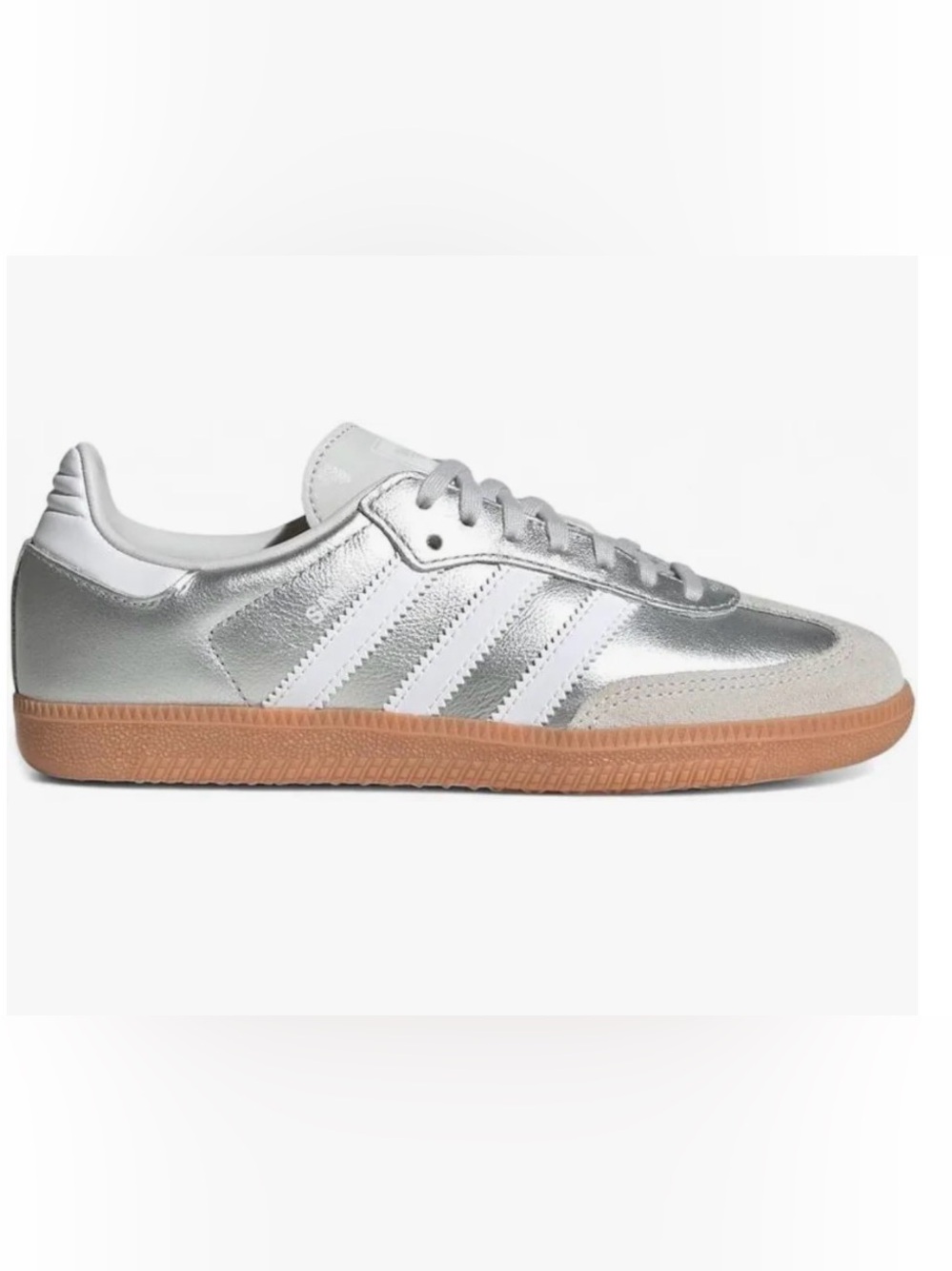 adidas Samba OG Silver Metallic Cloud White Gum Sneakers Size 6.5